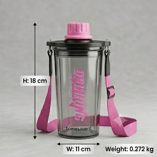Black 600ML Sports Shaker Bottle (YM2148)