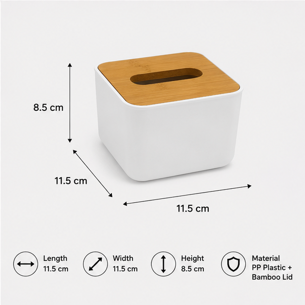 Tissue Box Holder – White Compact Tissue Organizer (YM562)