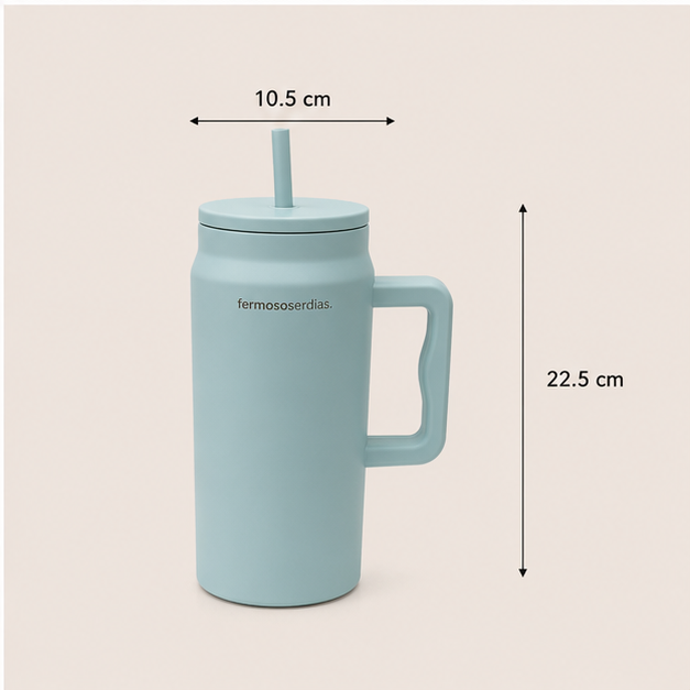 Premium Blue Insulated Tumbler with Handle & Straw (YM2631)