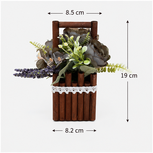 Mini Floral Basket in Colorful Wooden Planter (YM2254)