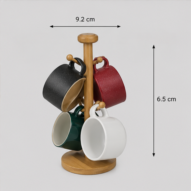 Ceramic Cup Set 4PC with Multi Holder(YM1739)