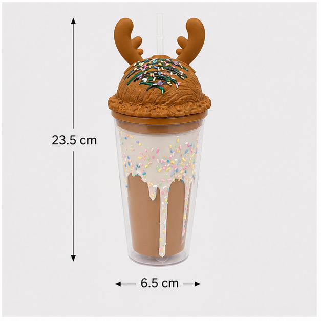 Brown Plastic Sipper Bottle with Fun Dessert Lid (YM650)