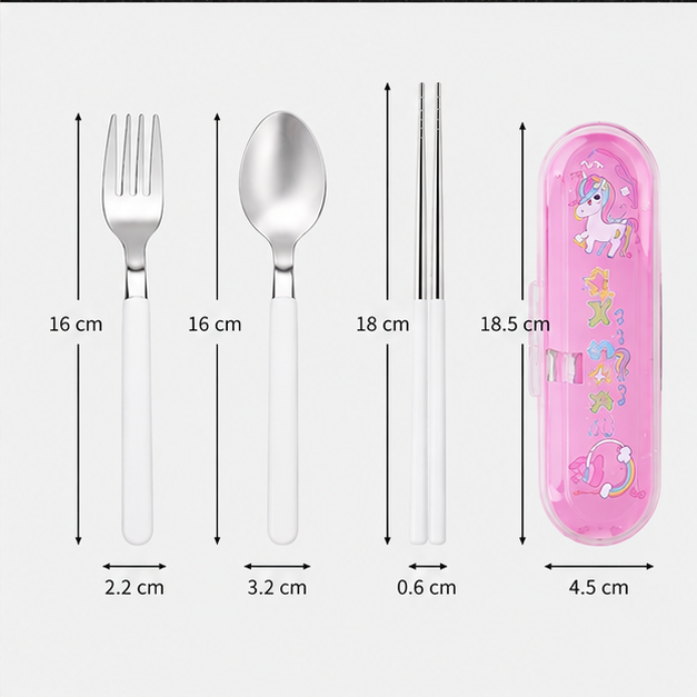 Kids Cutlery Set with Case – Pink (YM2496)