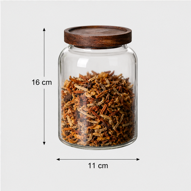 Glass Storage Jar with Wooden Lid (YM2449)