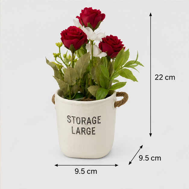 Decorative Artificial Plant Mix in White Planter for Home & Office Décor (YM1010)