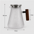Textured Glass Water Jug with Wooden Handle (YM162)