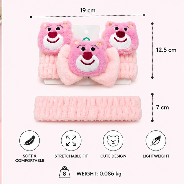Cute Pink Bear Plush Hair Band for Kids (YM744)
