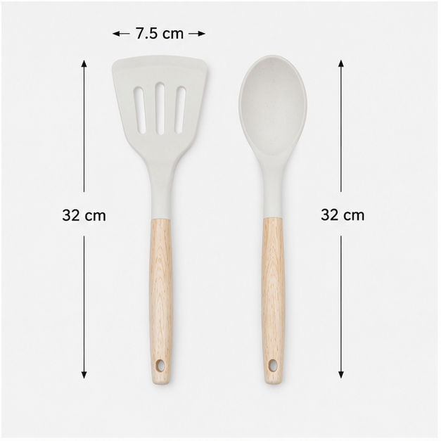 White Soup Ladle and Spatula Set of 2 (YM1479)