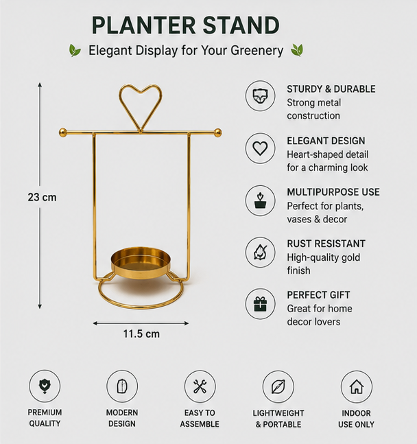 Gold Heart Frame Planter with Faux Succulent (YM2243)