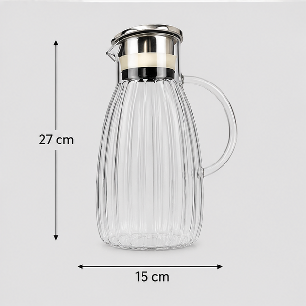Amber Glass Jug & Glass Set - Set of 7 (YM169)