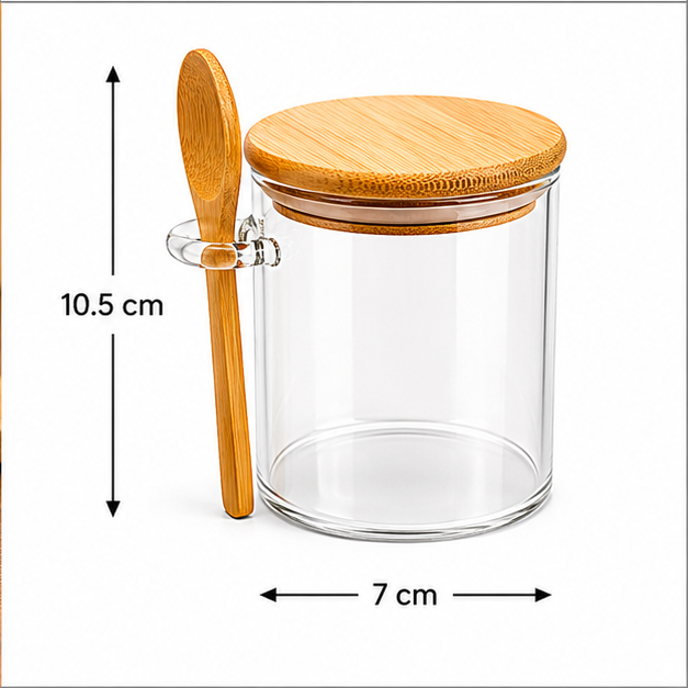 Transparent Glass Storage Jar with Spoon (YM2429)