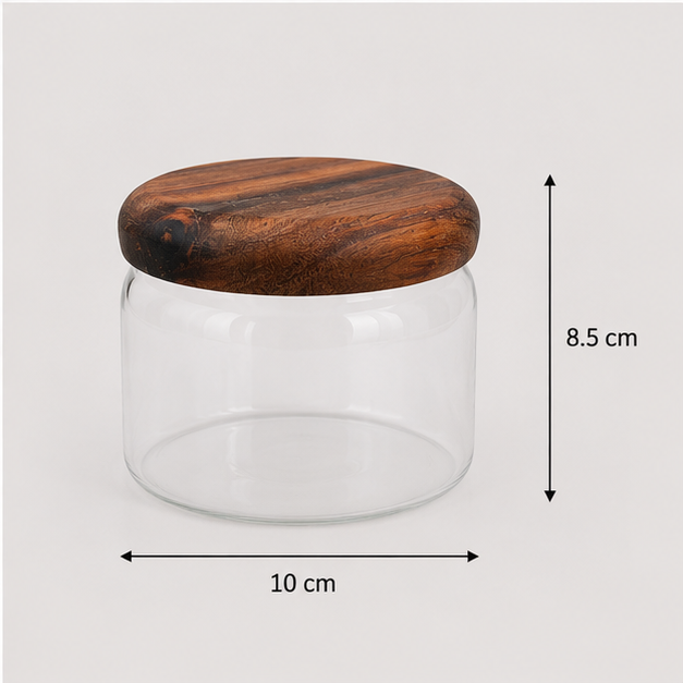 Glass Storage Jar with Wooden Lid (YM2457)