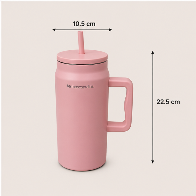 Premium Pink Insulated Tumbler with Handle & Straw (YM2631)