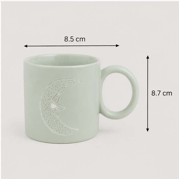 Ceramic Coffee Mug with Embossed Floral Moon Design (YM2854)