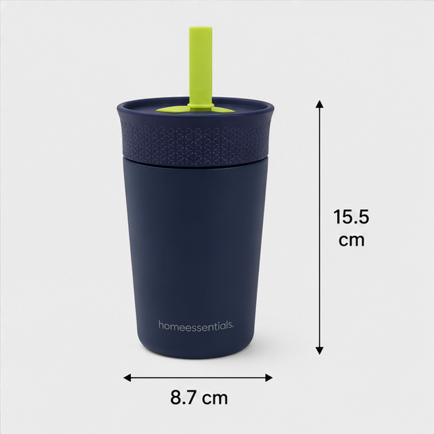 Insulated Tumbler with Straw Dark Blue (YM048)