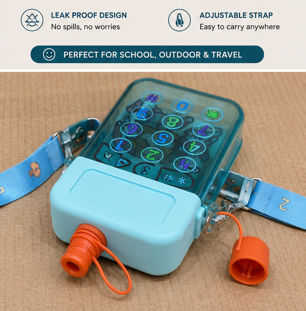 Blue Kids Water Bottle with Strap for School (YM505)