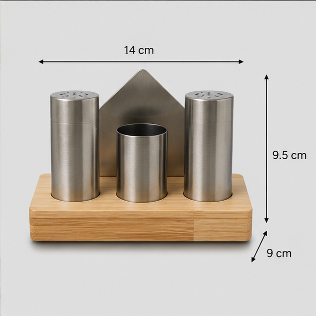 SS Seasoning Set with Paper Holder Stainless Steel Set of 3 (YM1670)