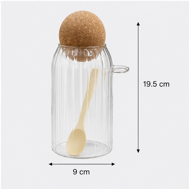 Glass Storage Canister with Spoon and Cork Lid (YM2433)
