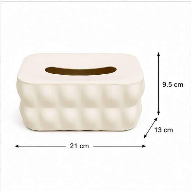 Cream Textured Tissue Box Holder (YM2713)