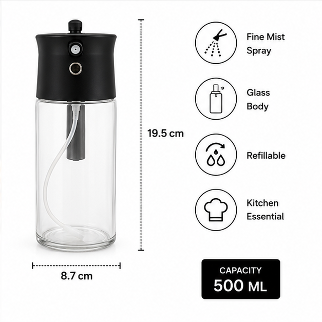 Transparent Glass Oil Sprayer Bottle with Pump Dispenser (YM2219)