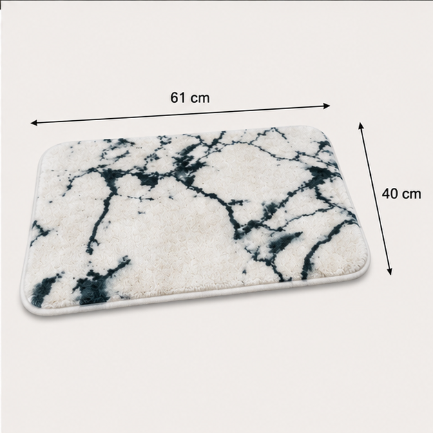 Soft White Marble Print Bath Mat for Bathroom (YM2090)