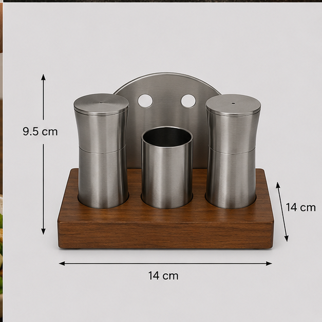 SS Seasoning Set with Paper Holder Stainless Steel Set of 3 (YM1673)