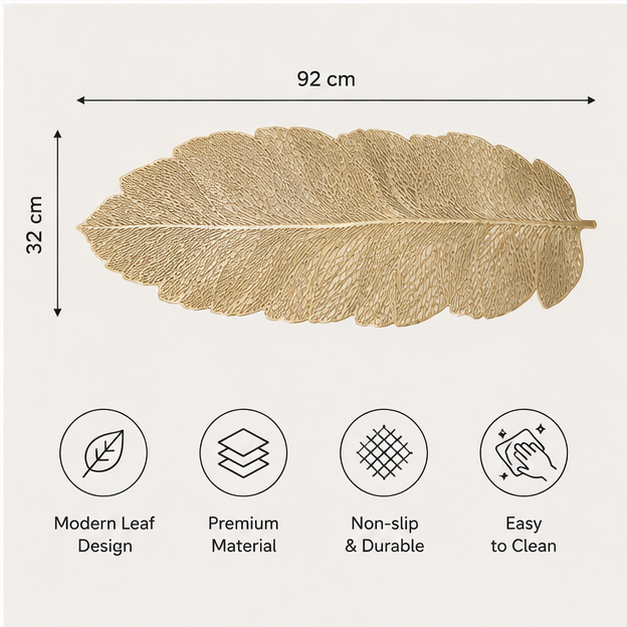 Modern Leaf Pattern Placemat Gold (YM2647)
