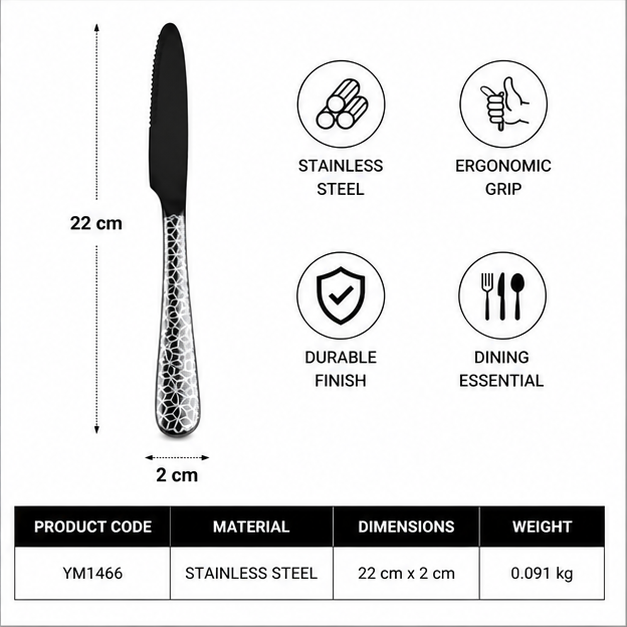 Black Stainless Steel Table Knife (YM1466)