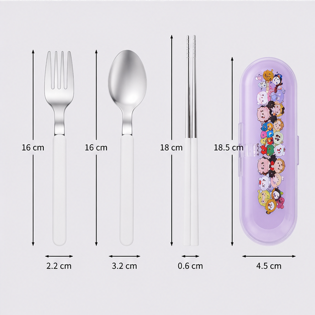 Kids Cutlery Set with Case – Purple (YM2496)