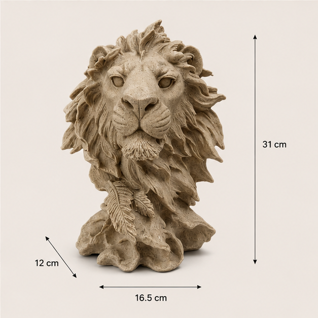Majestic Lion Head Decorative Sculpture Beige (YM2308)