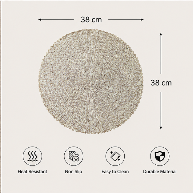Gold Round Table Mat Set of 6 (YM2655)