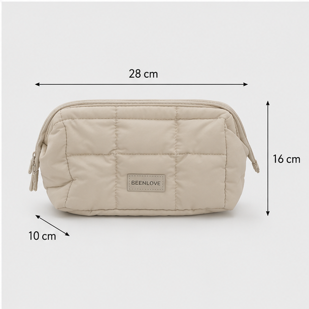 Quilted White Makeup Pouch &amp; Cosmetic Organizer (YMTB01)