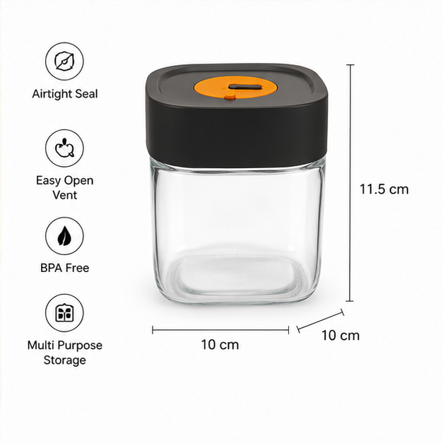 Grey Glass Storage Jar (YM1238)