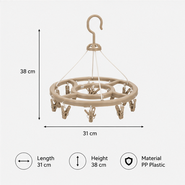 Foldable Hanging Drying Rack with Clips for Clothes & Accessories (YM556)