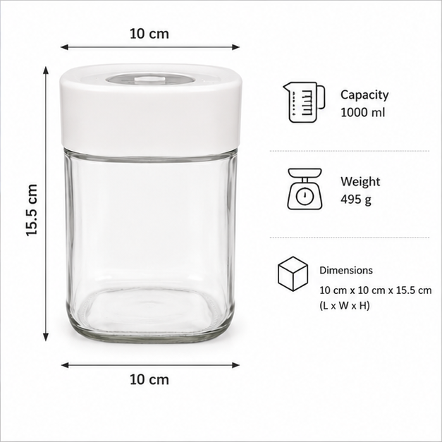 White Plastic Storage Jar 1000ml (YM1238)