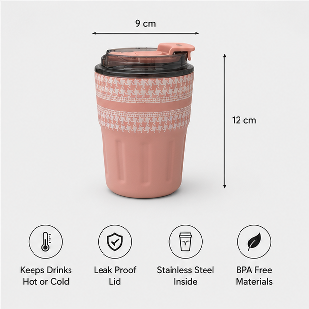 Vaccum Insulated Pink Coffee Tumbler Bottle 290ML (YM1525)