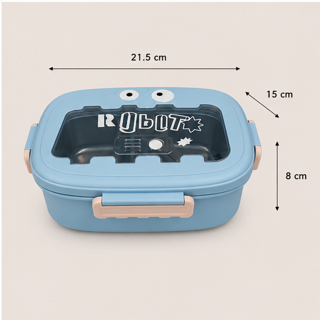 Kids Stainless Steel Robot Lunch Box Blue (YM2501)
