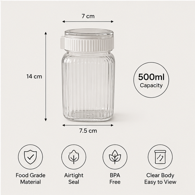 Airtight Cereal Storage Container White 500ML (YM2684)