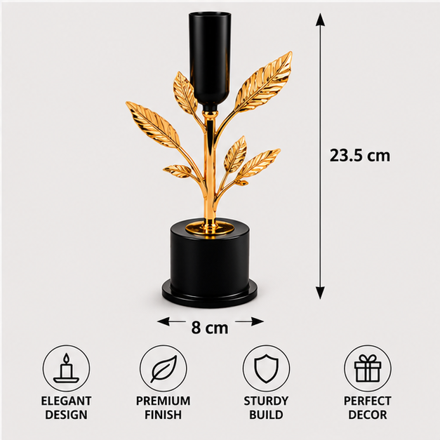 Gold Leaf Accent Candle Holder (YM1124)