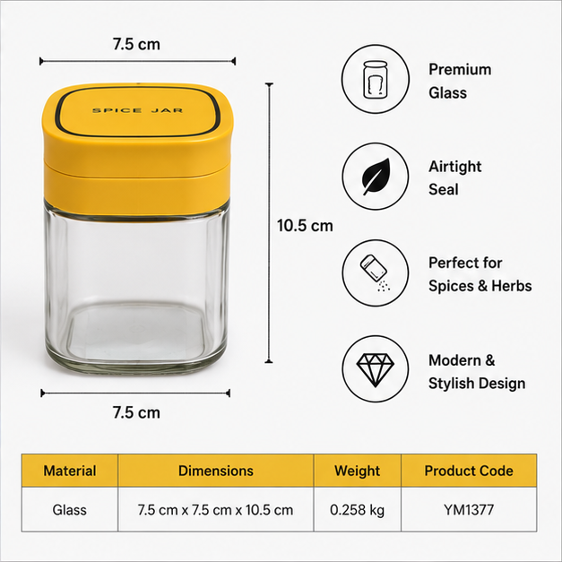Yellow Glass Seasoning Storage Jar with Lid (YM1377)