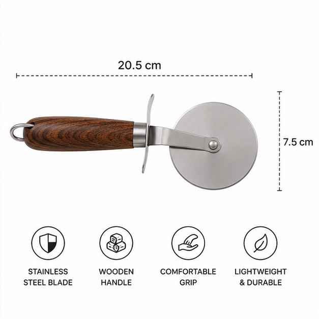 Brown Wooden Handle Pizza Cutter (YM103)