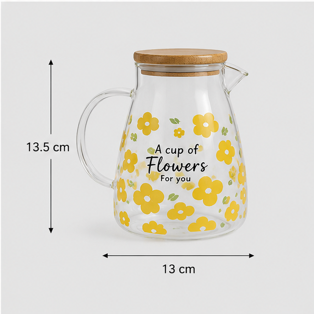 Printed Glass Water Jug with Floral Design (YM165)