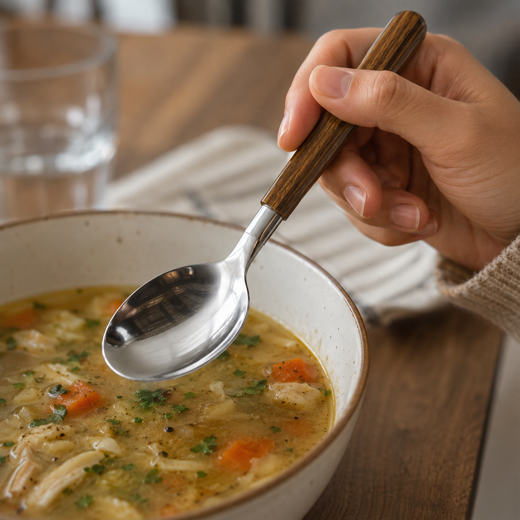Wooden Handle Stainless Steel Soup Spoon(YM1467)