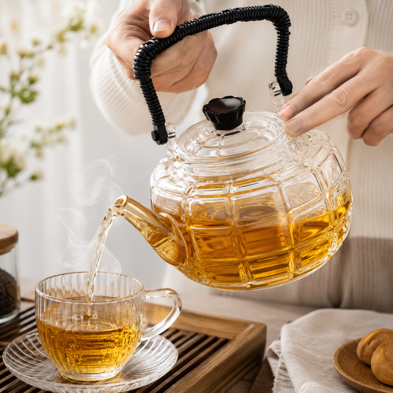Vintage Glass Tea Kettle(YM1549)
