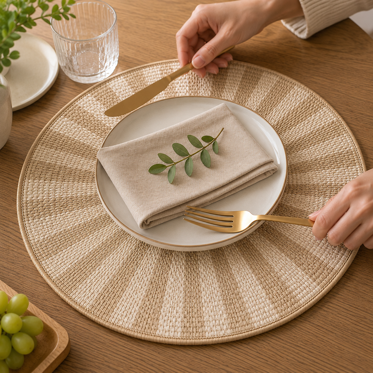 Round Woven Table Mat – Sunburst Design(YM2664)