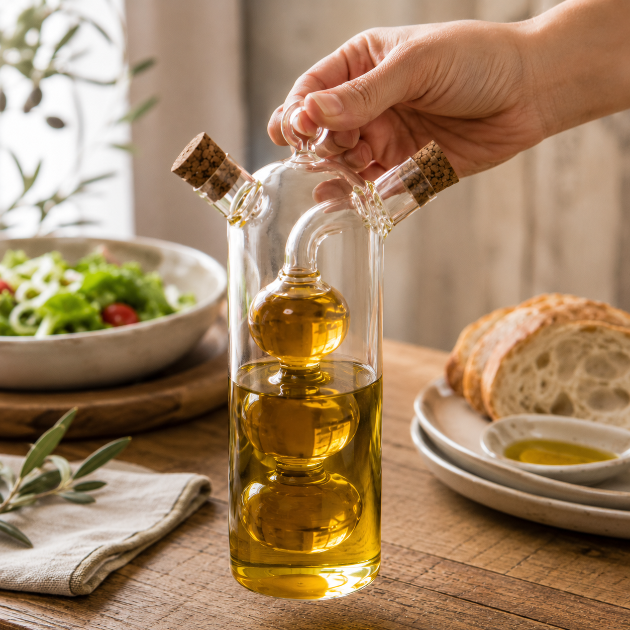 Dual-Spout Glass Oil Pourer(YM1546)