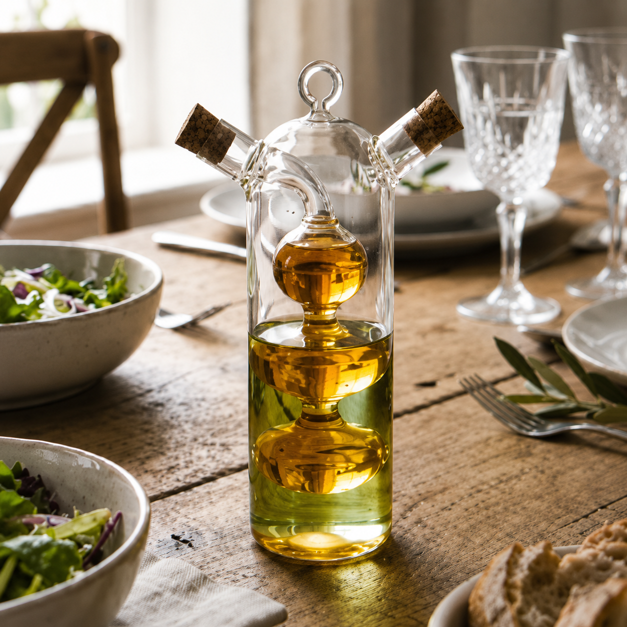 Dual-Spout Glass Oil Pourer(YM1546)