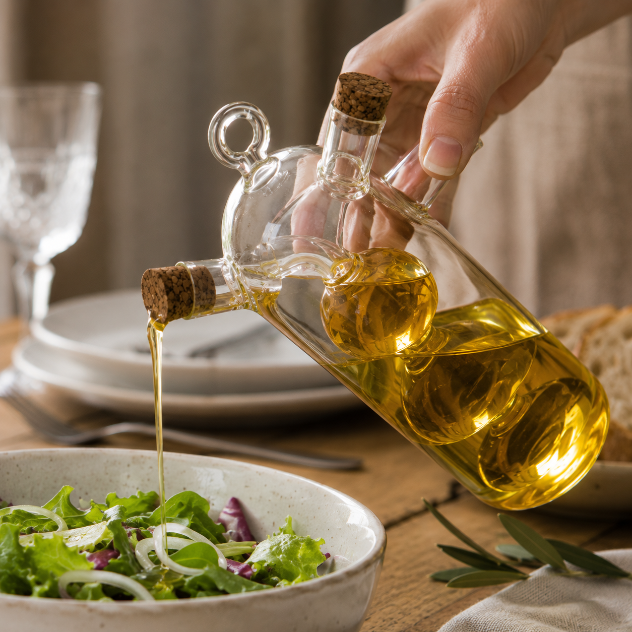 Dual-Spout Glass Oil Pourer(YM1546)
