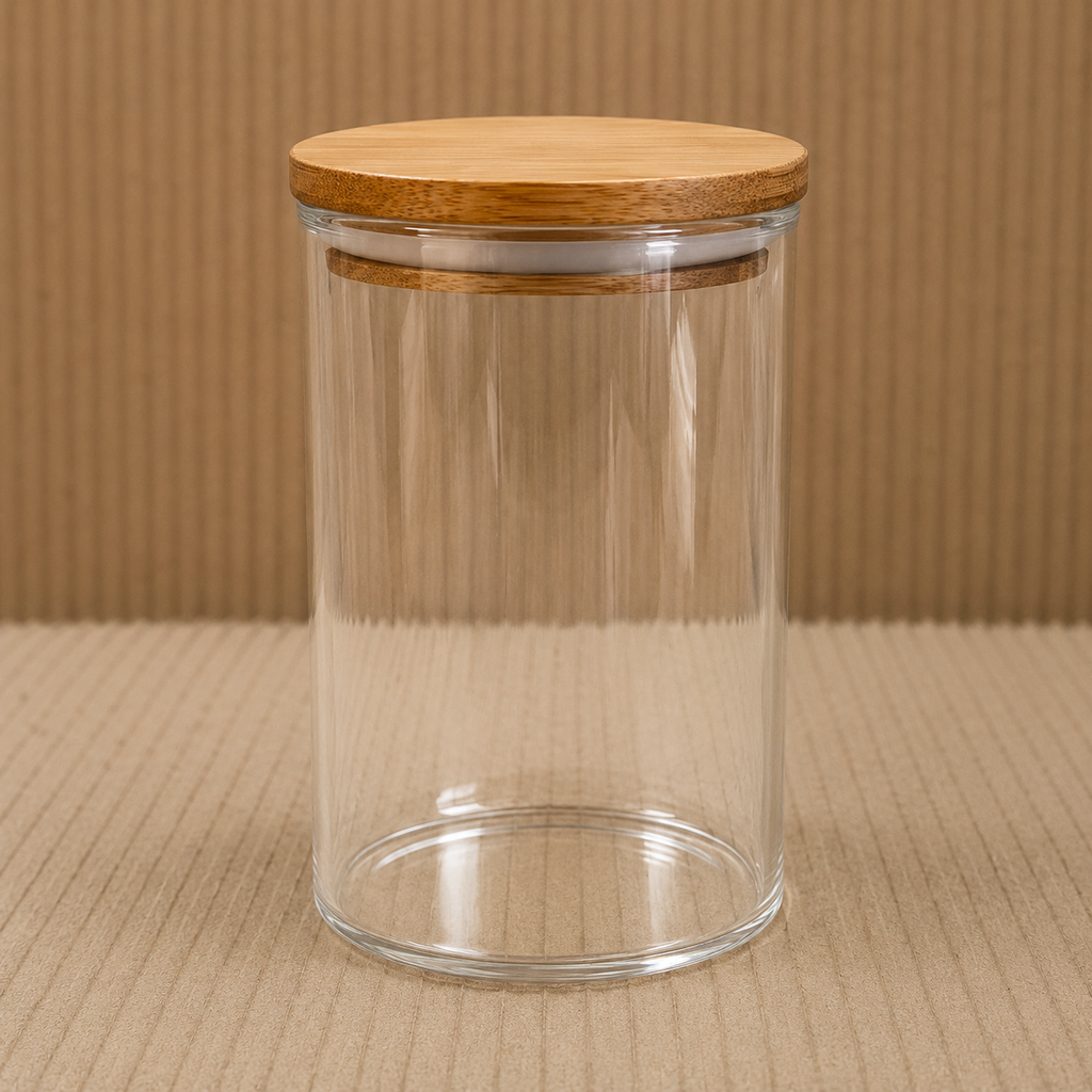 Clear Glass Storage Jar with Bamboo Airtight Lid(YM2470)